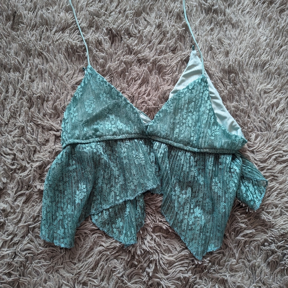 Teal Lacey Tank Top